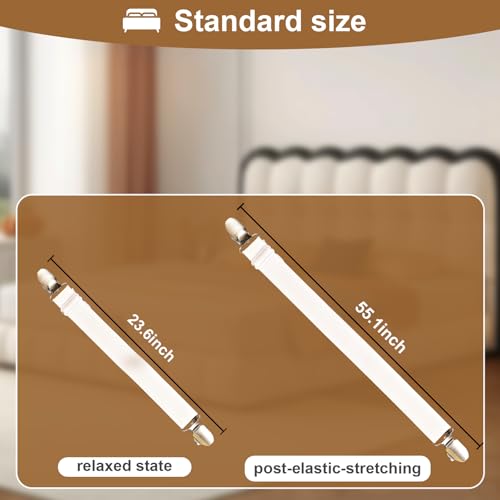 Adjustable Bed Sheet Straps with Anti-Slip Corner Clips - 4 Pack