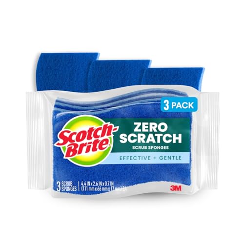 Scotch-Brite Zero Scratch Scrub Sponge 3-Pack - Durable & Safe