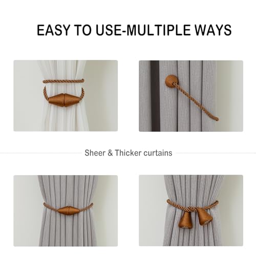 Magnetic Curtain Tiebacks - 2 Pack Khaki Decorative Holdbacks