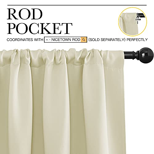 NICETOWN Beige Blackout Curtains 52" x 63" (Pack of 2) - Room Darkening Drapes