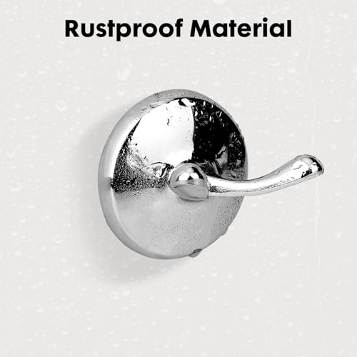 Ntipox Double Towel Hook - Wall Mounted Robe Hook in Polished Chrome
