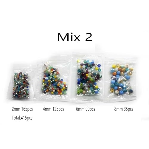 415pcs Mixed Crystal Glass Beads for DIY Jewelry Making - 2mm to 8mm