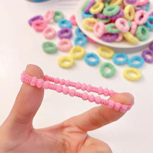 Tihzheoy 500 PCS Multicolor Cotton Hair Ties - Soft No-Crease Baby & Kids Hair Elastics