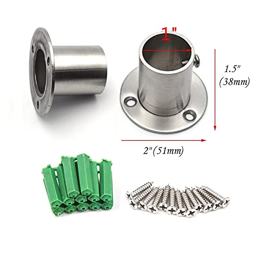 Antrader Stainless Steel Closet Rod Flange - 4-Pack Adjustable Support Holders