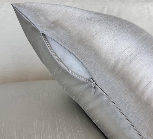 Aiking Home 18x18 Inch Faux Silk Decorative Pillow Cover Silver - Pack of 1