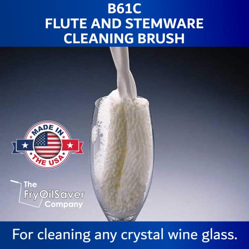 FryOilSaver B61C Wine Glass & Flute Cleaning Brush - 1 Pack, Non-Scratch