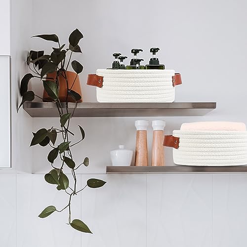ABenkle Mini Cotton Rope Storage Basket - White Decorative Organizer