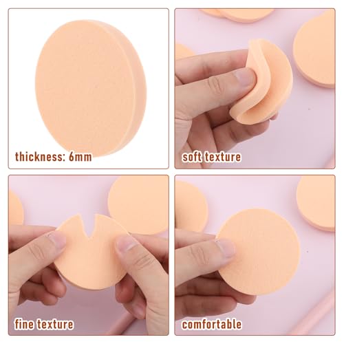 Jeffdad 12 Pcs Round Makeup Sponges - Soft Facial Powder Puffs for Wet and Dry Foundation