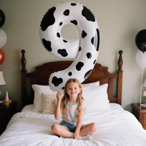 40 Inch Cow Print Number 9 Balloon - Jumbo Foil Helium Decor