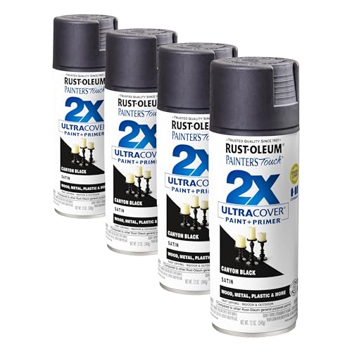Rust-Oleum Painter's Touch 2X Ultra Cover Spray Paint, Satin Canyon Black, 12 oz (4-Pack)