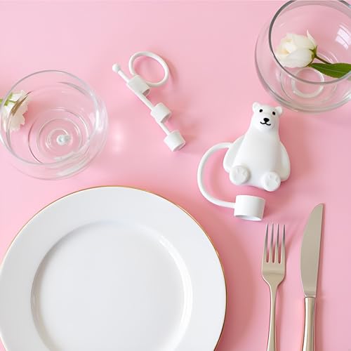 Polar Bear Silicone Straw Covers for Stanley Cup - Set of 4