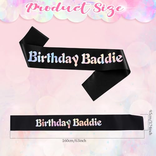 Birthday Baddie Sash - Black Satin with Glitter & Foil for Parties