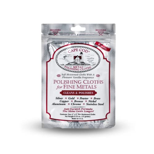 Cape Cod Metal Polishing Cloths - Fine Jewelry & Silver Tarnish Remover (2pk)