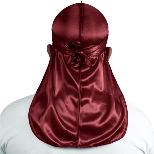 4PCS Silky Durags for Men Women 360 Waves with 1 Wave Cap, Silky Satin Durag Extra Long Tails