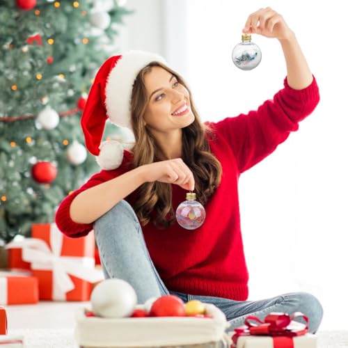 Golden1 Clear Fillable Christmas Ornaments - 10 Pack, Leakproof Plastic Xmas Drink Balls & Gift Containers