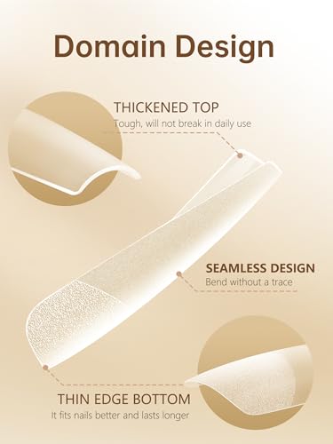 AORAEM 240PCS Long Tapered Square Nail Tips Half Matte Clear XXL