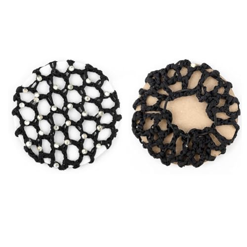 Crochet Hair Bun Cover 2 Pack - Pearl Decorated Ballet Hair Net