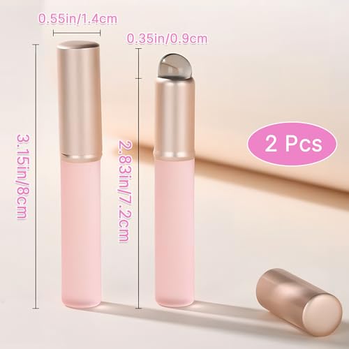 Silicone Lip Brush 2-Piece Set with Lid for Lipstick Application (Pink)