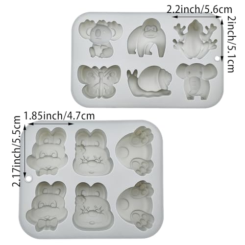 2 Pack Cute Animal Silicone Molds - 6-Cavity Elephant & Butterfly Baking Molds