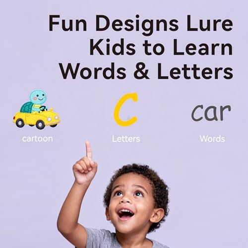 Dohoho 33 PCS Car Window Clings for Kids - Reusable ABC Vehicle Stickers for Cars, Doors, Windows - Classroom & Nursery Decor (Car)