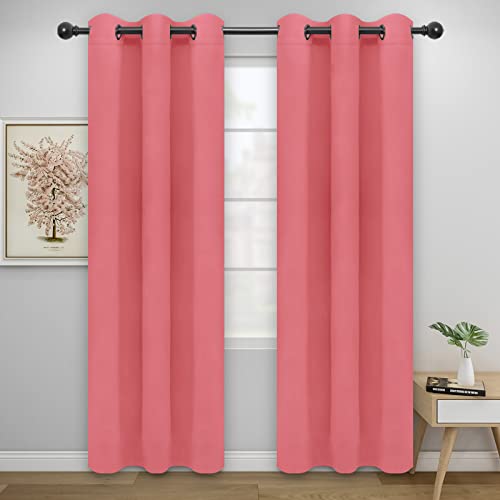 Easy-Going Pink Blackout Curtains - 2 Panels, 46x84 in, Noise Reducing