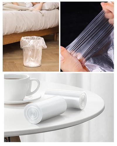 2 Gallon Clear Trash Bags - Thick & Unscented Garbage Bags, 100 Count