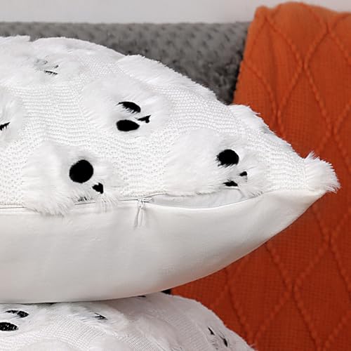Skull Halloween Throw Pillow Covers 18x18, Set of 2 Plush Black Decor