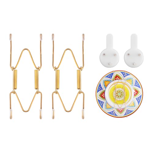 Litray 4-5 Inch Gold Plate Wall Plate Hangers – Pack of 2 for Art & Decorative Plates