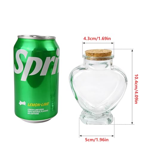 Heart Shaped Glass Jars - 160ml Wishing Bottles with Cork Stoppers