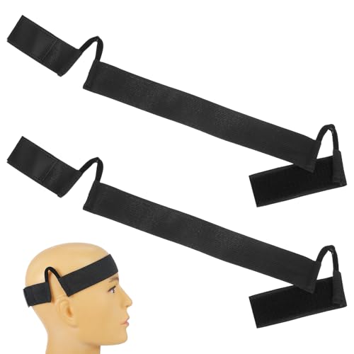 Ouligay 2-Pack Black Lace Wig Bands with Ear Cut Outs, Adjustable Melting Bands