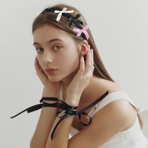 Draupnir 100Pcs Mini Satin Bow Hair Clips Small Metal Hair Bows Barrettes