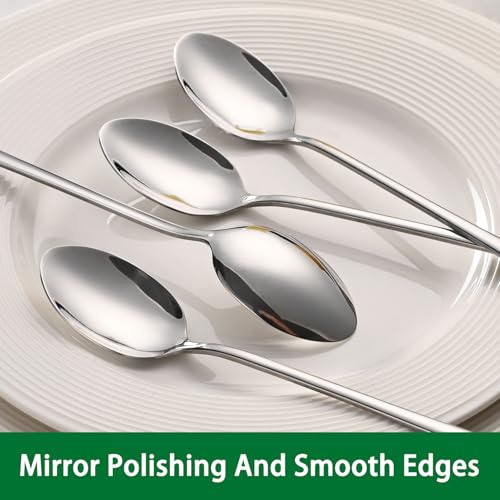 Dehov 7.5-Inch Stainless Steel Iced Tea Spoons, Set of 8 Silver Stirring Spoons