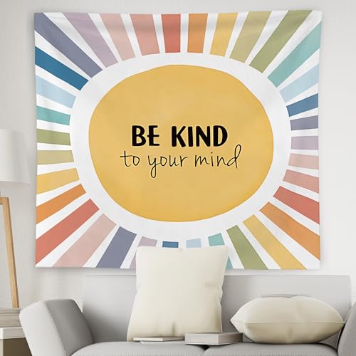 Boho Sunshine Inspirational Tapestry - Be Kind to Mind Wall Blanket (Style F)