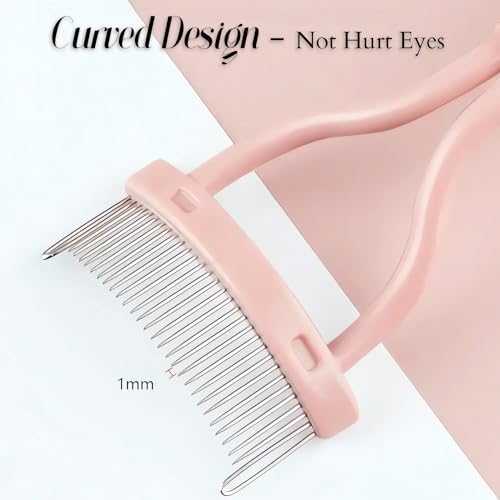Corconess Metal Eyelash Comb Set - 2PCS Pink Lash Separator with Cover