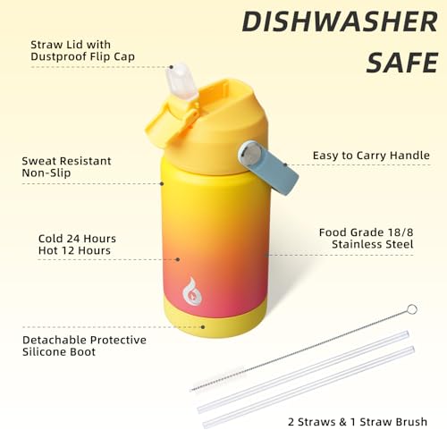 BJPKPK 12oz Insulated Stainless Steel Water Bottle with Straw Lid