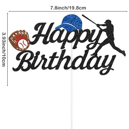 Baseball Birthday Cake Topper - Glitter Sport Decoration