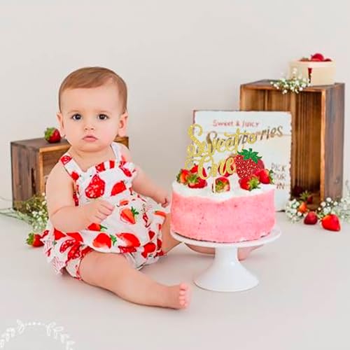 Sweet One Cake Topper for 1st Birthday - Strawberry Theme Decoration