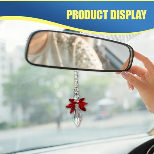 Angel Crystal Car Hanging Ornament - Rhinestone Rearview Mirror Charm