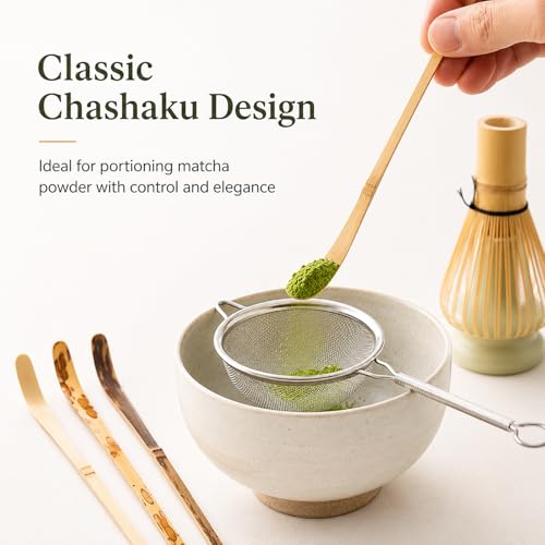 JJUNW Bamboo Matcha Spoon Set - 3 Traditional Chashaku Scoops