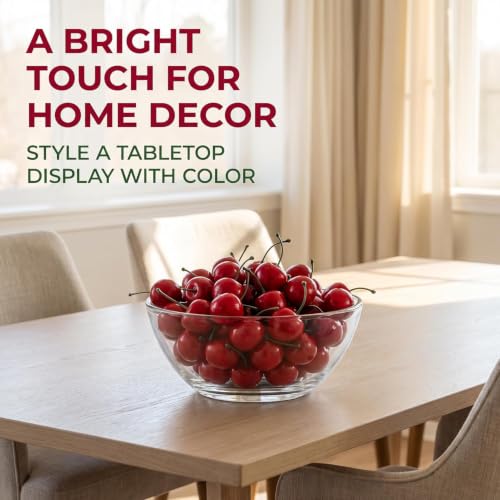 20pcs Artificial Red Cherries - Lifelike Fake Fruit for Kitchen Decor