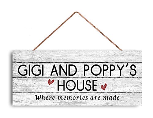 12x6 Inch Distressed Gigi and Poppy's House Sign - Unique Wall Art