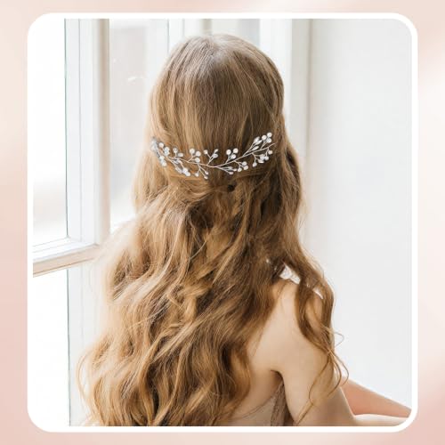 GAFATORY Pearl Wedding Headband & Crystal Bridal Hair Piece Crown