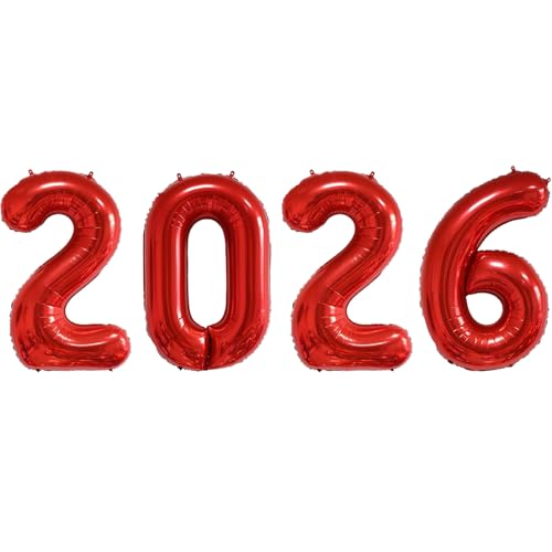 32-Inch Red 2026 Foil Number Balloons – Perfect for Celebrations