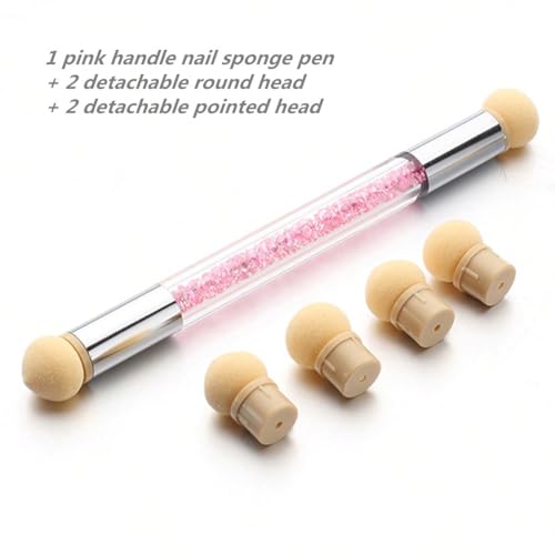 SQULIGT Dual-End Nail Sponge Pens Set with 8 Replacement Heads for Ombre & Gradient Nail Art DIY Manicure Tools