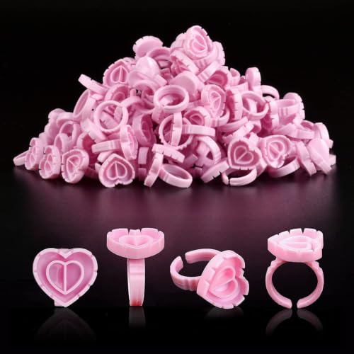 NXJ INFILILA Disposable Eyelash Extension Glue Rings 100PCS Heart Shape