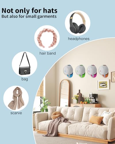 MSKEI Wall-Mount Hat Hooks - Strong Adhesive and Screws for Baseball Caps & Caps