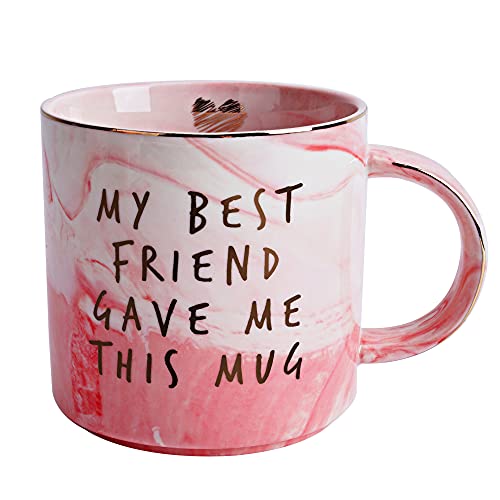 Pink Marble Coffee Mug - Best Friend Birthday Gift - 11.5oz Friendship Cup