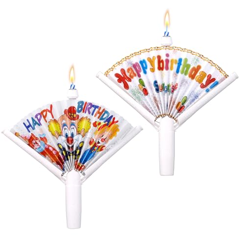 Gosknor Pop Up Clown Birthday Candles 2Pcs Novelty Fan Cake Decor