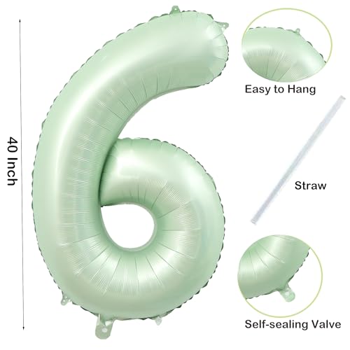 Olive Green Number 6 Foil Balloon - 40'' Self-Inflating Decoration