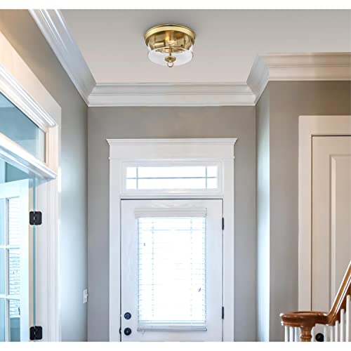 Westinghouse 6128600 Lebanon Transitional 12 Inch, Two Light Flush Mount Ceiling Fixture, Champagne Brass Finish, Clear Glass